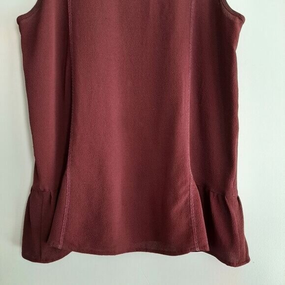 FRENCHI Scoop Neck Light Tank Top Ruffle Hem Burgundy Sz M - Picture 4 of 10